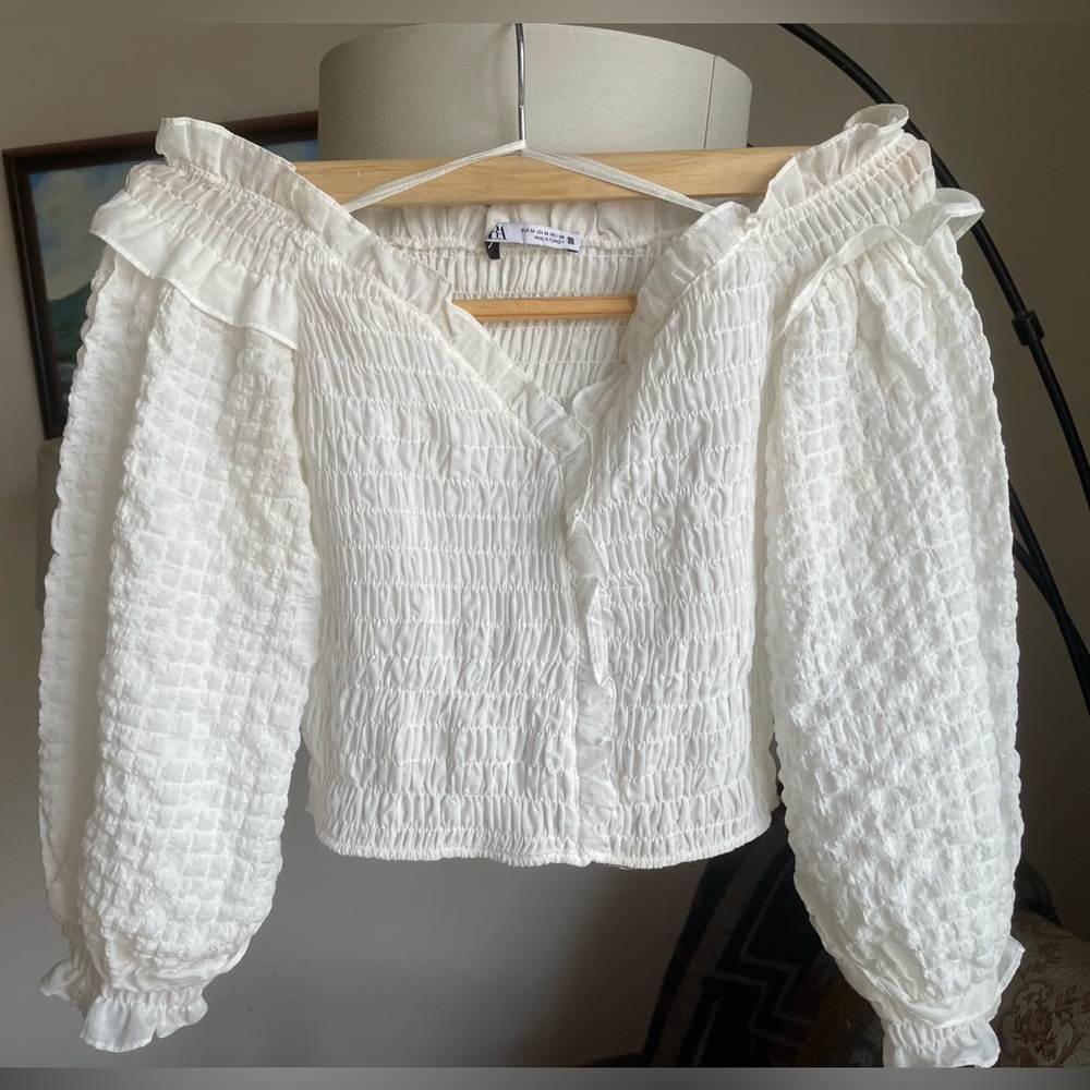 Zara White Off-Shoulder Blouse